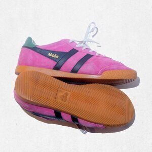 Gola Suede Sneakers Women’s 10 Pink w/ Green Stripe Anthropologie Exclusive